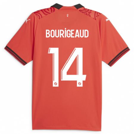 Kandiny Enfant Maillot Benjamin Bourigeaud #14 Rouge Tenues Domicile 2023/24 T-Shirt