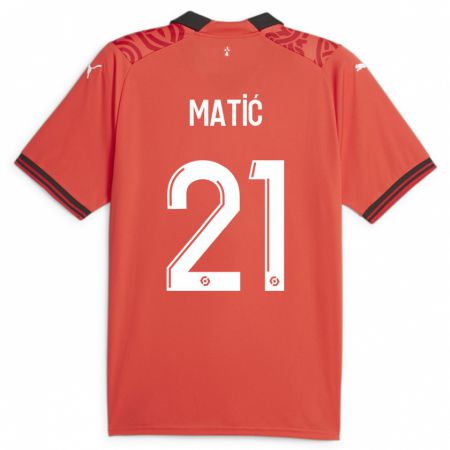 Kandiny Enfant Maillot Nemanja Matic #21 Rouge Tenues Domicile 2023/24 T-Shirt