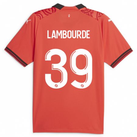 Kandiny Enfant Maillot Mathis Lambourde #39 Rouge Tenues Domicile 2023/24 T-Shirt
