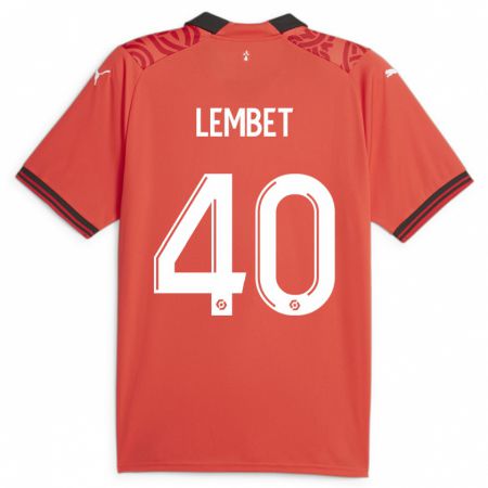 Kandiny Enfant Maillot Geoffrey Lembet #40 Rouge Tenues Domicile 2023/24 T-Shirt