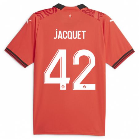 Kandiny Enfant Maillot Jérémy Jacquet #42 Rouge Tenues Domicile 2023/24 T-Shirt