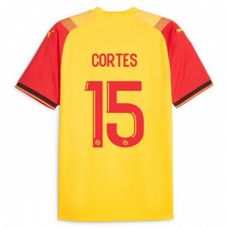 Kandiny Enfant Maillot Óscar Cortés #15 Jaune Tenues Domicile 2023/24 T-Shirt