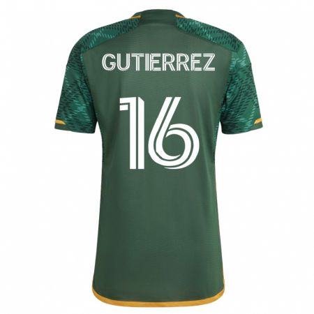 Kandiny Enfant Maillot Diego Gutiérrez #16 Vert Tenues Domicile 2023/24 T-Shirt