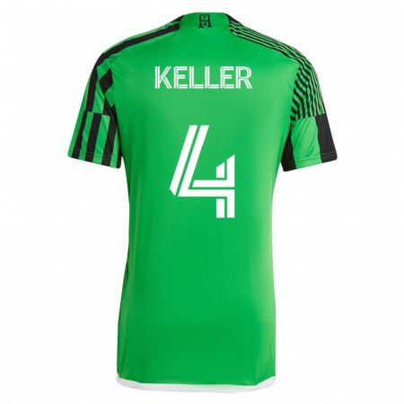 Kandiny Enfant Maillot Kipp Keller #4 Vert Noir Tenues Domicile 2023/24 T-Shirt
