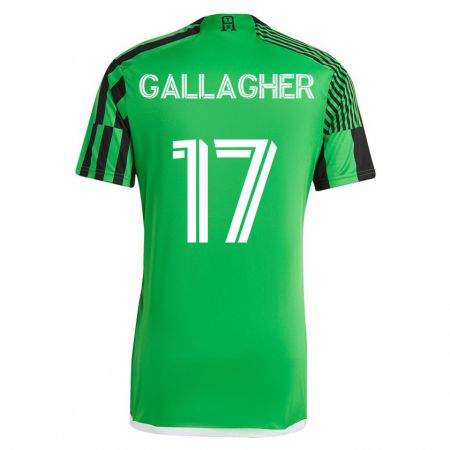 Kandiny Enfant Maillot Jon Gallagher #17 Vert Noir Tenues Domicile 2023/24 T-Shirt