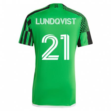 Kandiny Enfant Maillot Adam Lundqvist #21 Vert Noir Tenues Domicile 2023/24 T-Shirt