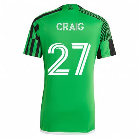 Kandiny Enfant Maillot Brandan Craig #27 Vert Noir Tenues Domicile 2023/24 T-Shirt