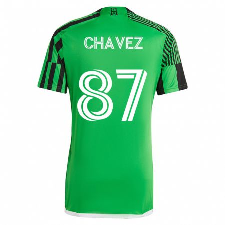 Kandiny Enfant Maillot Alfonso Ocampo-Chávez #87 Vert Noir Tenues Domicile 2023/24 T-Shirt