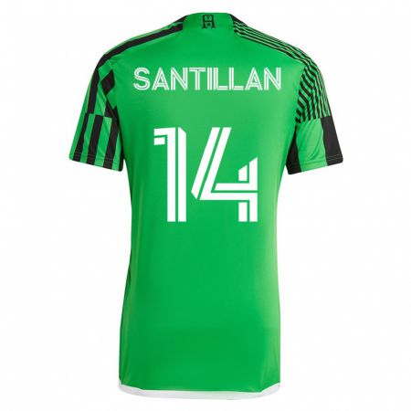 Kandiny Enfant Maillot Jonathan Santillan #14 Vert Noir Tenues Domicile 2023/24 T-Shirt