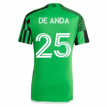 Kandiny Enfant Maillot Anthony De Anda #25 Vert Noir Tenues Domicile 2023/24 T-Shirt