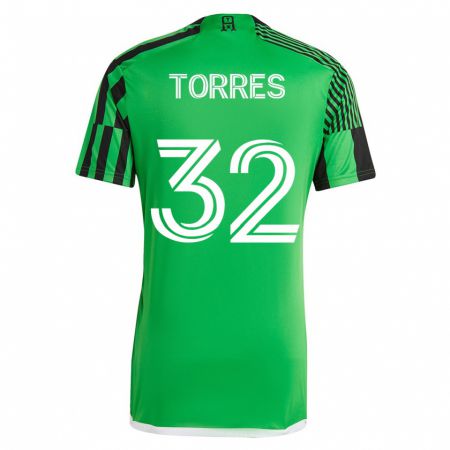 Kandiny Enfant Maillot Ervin Torres #32 Vert Noir Tenues Domicile 2023/24 T-Shirt
