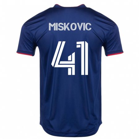 Kandiny Enfant Maillot Mihajlo Miskovic #41 Marin Tenues Domicile 2023/24 T-Shirt