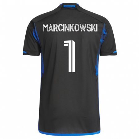 Kandiny Enfant Maillot Jt Marcinkowski #1 Bleu Noir Tenues Domicile 2023/24 T-Shirt