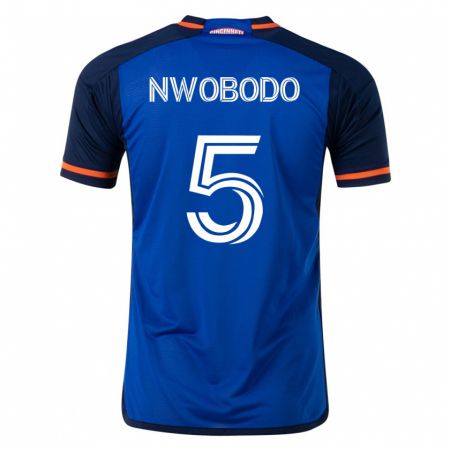 Kandiny Enfant Maillot Obinna Nwobodo #5 Bleu Tenues Domicile 2023/24 T-Shirt