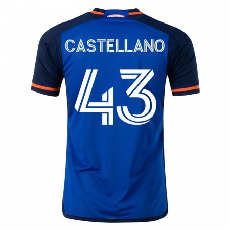 Kandiny Enfant Maillot Jesús Castellano #43 Bleu Tenues Domicile 2023/24 T-Shirt