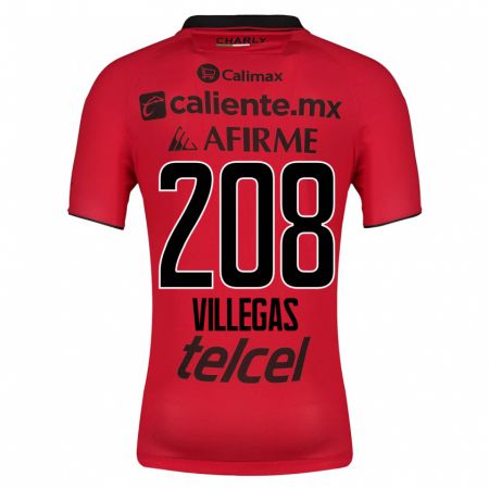 Kandiny Enfant Maillot Óscar Villegas #208 Rouge Tenues Domicile 2023/24 T-Shirt