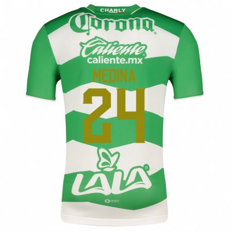 Kandiny Enfant Maillot Diego Medina #24 Vert Tenues Domicile 2023/24 T-Shirt