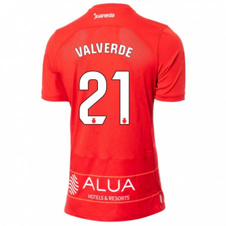 Kandiny Enfant Maillot David Valverde #21 Rouge Tenues Domicile 2023/24 T-Shirt