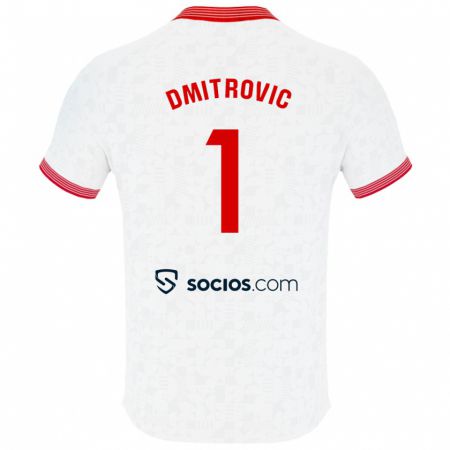 Kandiny Enfant Maillot Marko Dmitrović #1 Blanc Tenues Domicile 2023/24 T-Shirt
