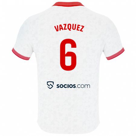Kandiny Enfant Maillot Manolo Vázquez #6 Blanc Tenues Domicile 2023/24 T-Shirt