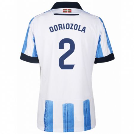 Kandiny Enfant Maillot Álvaro Odriozola #2 Bleu Blanc Tenues Domicile 2023/24 T-Shirt