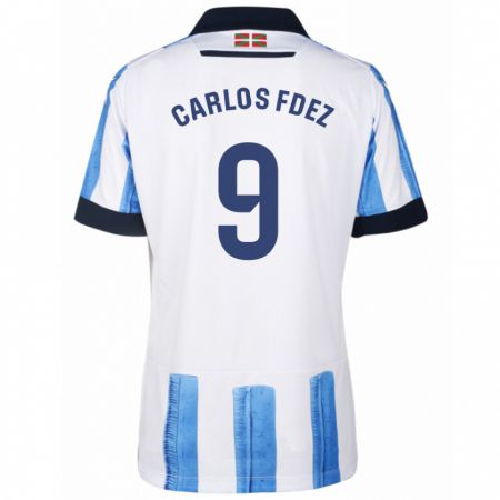 Kandiny Enfant Maillot Carlos Fernández #9 Bleu Blanc Tenues Domicile 2023/24 T-Shirt