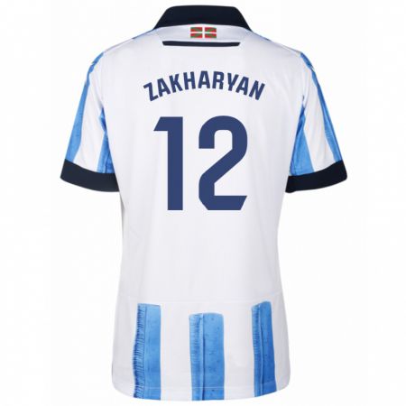 Kandiny Enfant Maillot Arsen Zakharyan #12 Bleu Blanc Tenues Domicile 2023/24 T-Shirt
