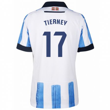 Kandiny Enfant Maillot Kieran Tierney #17 Bleu Blanc Tenues Domicile 2023/24 T-Shirt