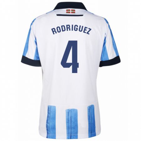 Kandiny Enfant Maillot Peru Rodríguez #4 Bleu Blanc Tenues Domicile 2023/24 T-Shirt
