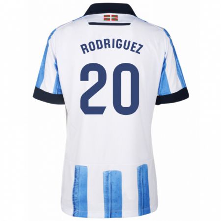 Kandiny Enfant Maillot Mikel Rodriguez #20 Bleu Blanc Tenues Domicile 2023/24 T-Shirt