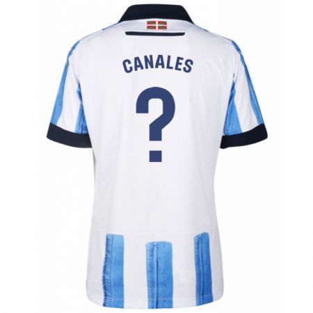 Kandiny Enfant Maillot Cristian Canales #0 Bleu Blanc Tenues Domicile 2023/24 T-Shirt