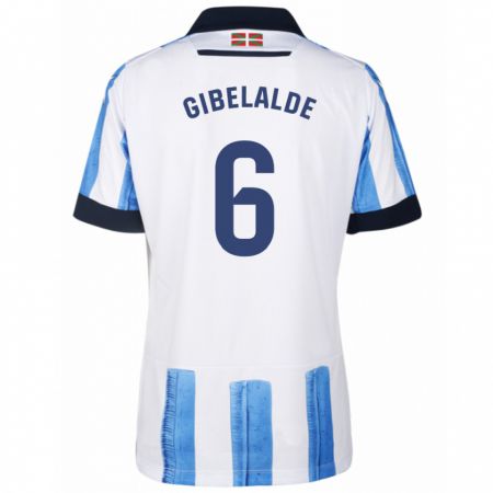 Kandiny Enfant Maillot Manex Gibelalde #6 Bleu Blanc Tenues Domicile 2023/24 T-Shirt
