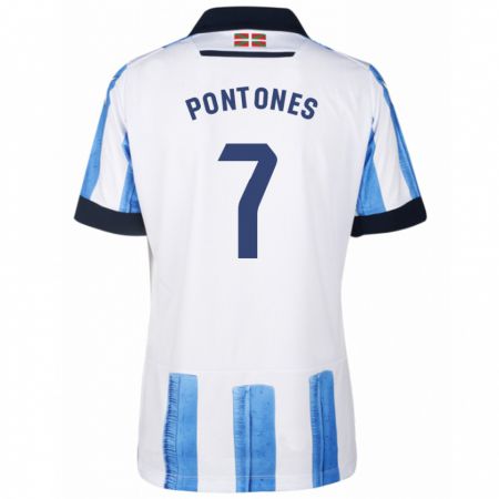 Kandiny Enfant Maillot Juan Carlos Pontones #7 Bleu Blanc Tenues Domicile 2023/24 T-Shirt