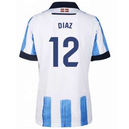 Kandiny Enfant Maillot Ekain Díaz #12 Bleu Blanc Tenues Domicile 2023/24 T-Shirt