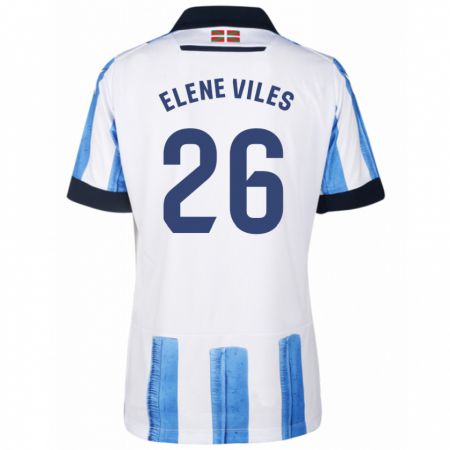 Kandiny Enfant Maillot Elene Viles Odriozola #26 Bleu Blanc Tenues Domicile 2023/24 T-Shirt