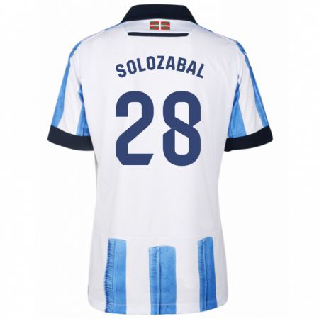 Kandiny Enfant Maillot Malen Solozabal Ibarra #28 Bleu Blanc Tenues Domicile 2023/24 T-Shirt