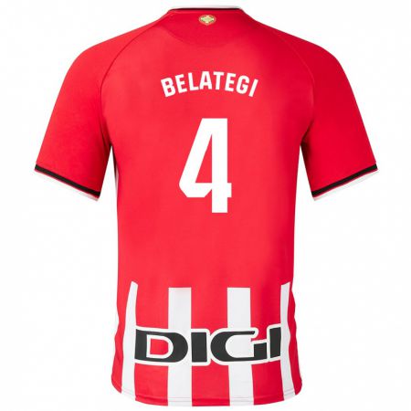 Kandiny Enfant Maillot Danel Belategi #4 Rouge Tenues Domicile 2023/24 T-Shirt