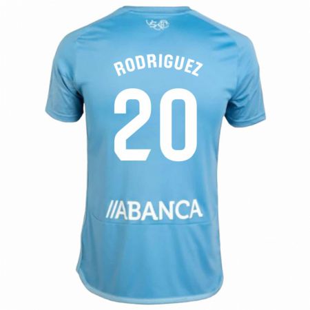 Kandiny Enfant Maillot Javi Rodríguez #20 Bleu Tenues Domicile 2023/24 T-Shirt