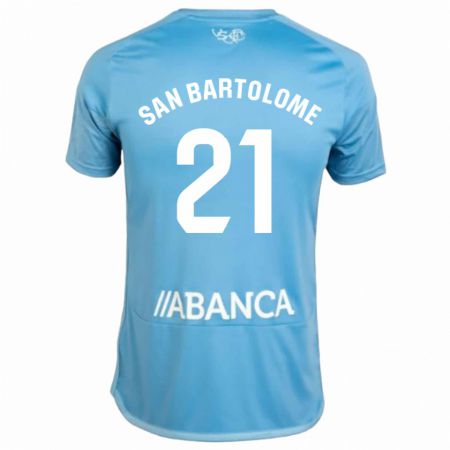 Kandiny Enfant Maillot Víctor San Bartolomé #21 Bleu Tenues Domicile 2023/24 T-Shirt