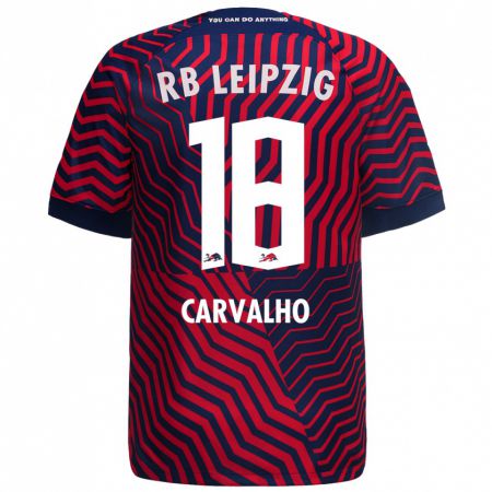 Kandiny Enfant Maillot Fábio Carvalho #18 Bleu Rouge Tenues Extérieur 2023/24 T-Shirt