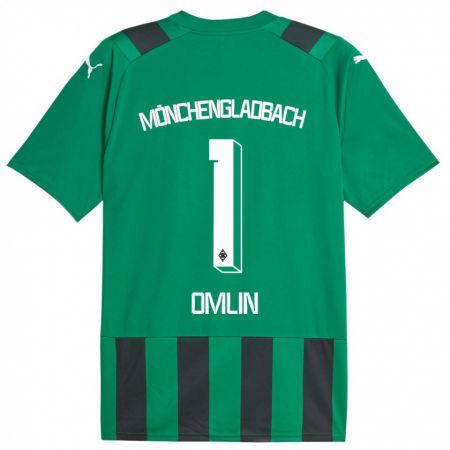 Kandiny Enfant Maillot Jonas Omlin #1 Vert Noir Tenues Extérieur 2023/24 T-Shirt