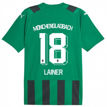 Kandiny Enfant Maillot Stefan Lainer #18 Vert Noir Tenues Extérieur 2023/24 T-Shirt