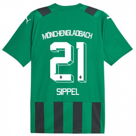 Kandiny Enfant Maillot Tobias Sippel #21 Vert Noir Tenues Extérieur 2023/24 T-Shirt