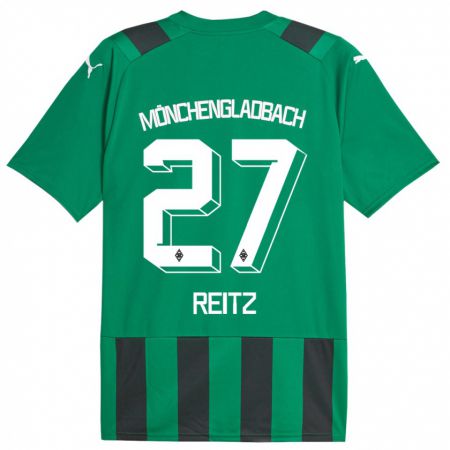 Kandiny Enfant Maillot Rocco Reitz #27 Vert Noir Tenues Extérieur 2023/24 T-Shirt