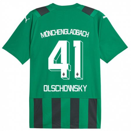 Kandiny Enfant Maillot Jan Olschowsky #41 Vert Noir Tenues Extérieur 2023/24 T-Shirt