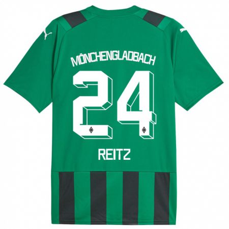 Kandiny Enfant Maillot Tony Reitz #24 Vert Noir Tenues Extérieur 2023/24 T-Shirt