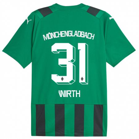 Kandiny Enfant Maillot Linus Wirth #31 Vert Noir Tenues Extérieur 2023/24 T-Shirt