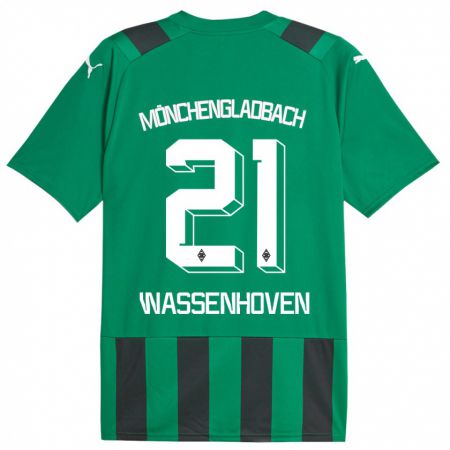 Kandiny Enfant Maillot Michelle Wassenhoven #21 Vert Noir Tenues Extérieur 2023/24 T-Shirt