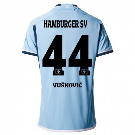 Kandiny Enfant Maillot Mario Vuskovic #44 Bleu Tenues Extérieur 2023/24 T-Shirt
