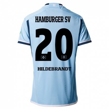 Kandiny Enfant Maillot Tjark Hildebrandt #20 Bleu Tenues Extérieur 2023/24 T-Shirt
